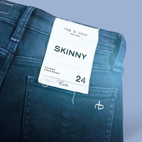NWT Rag & Bone ‘Cate’ Mid-Rise Ankle Length Skinny Jean in “Oxford” Wash Size 24 - Picture 15 of 16